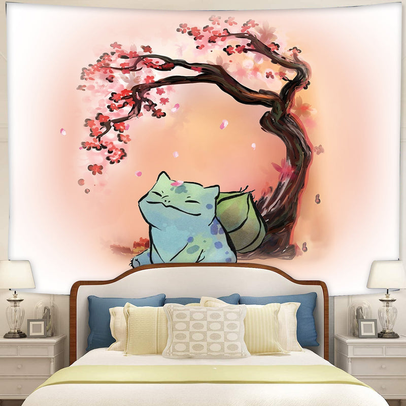 Pokemon Bulbasaur Cherry Blossom Tapestry