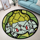 Pokemon Bulbasaur Stained Glass Round Rug