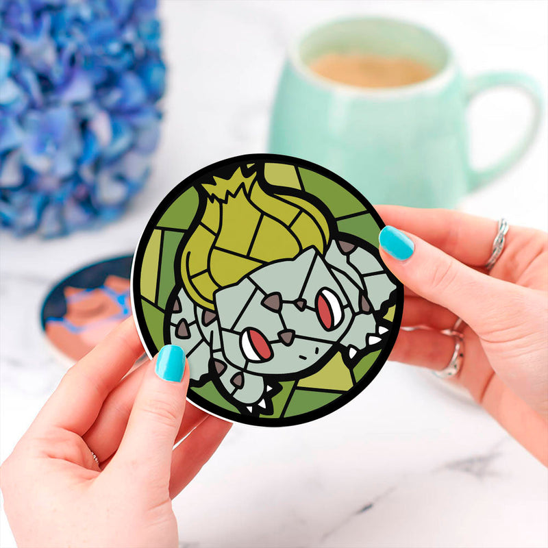 Bulbasaur Pokemon Stained Glass Decor Coaster - Gift Idea