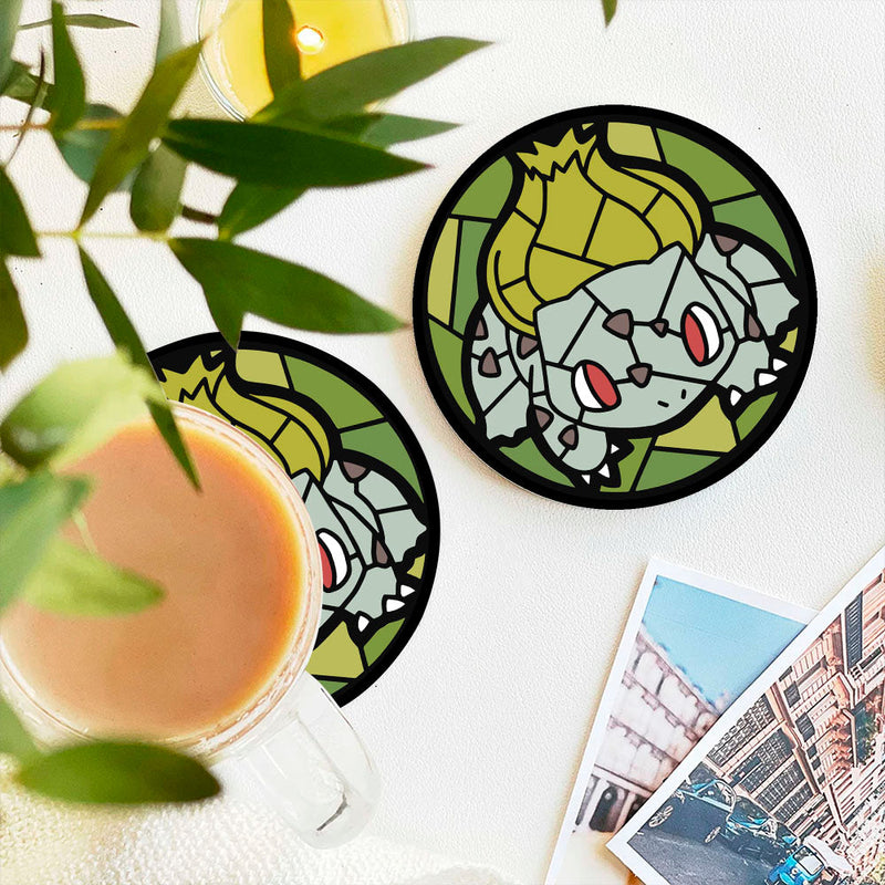 Bulbasaur Pokemon Stained Glass Decor Coaster - Gift Idea