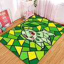 Pokemon Chikorita Stained Glass Rectangular Area Rug