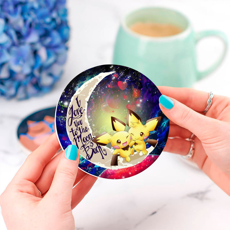 Pokemon Couple 2 Love You To The Moon Galaxy Ceramic Decor Coaster - Gift Idea