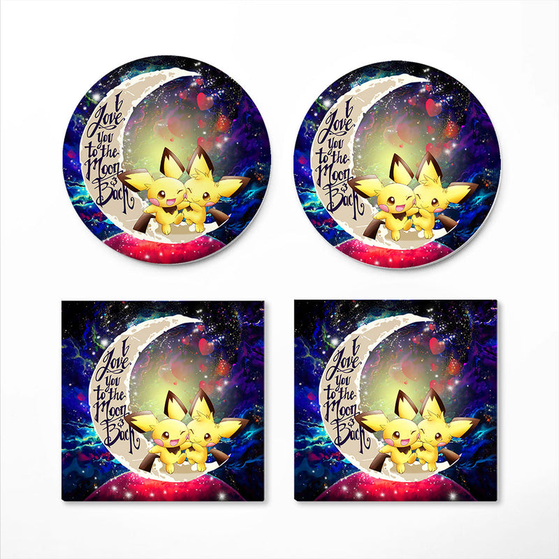 Pokemon Couple 2 Love You To The Moon Galaxy Ceramic Decor Coaster - Gift Idea