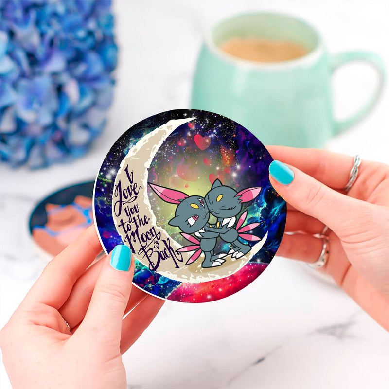 Pokemon Couple Love You To The Moon Galaxy Ceramic Decor Coaster - Gift Idea