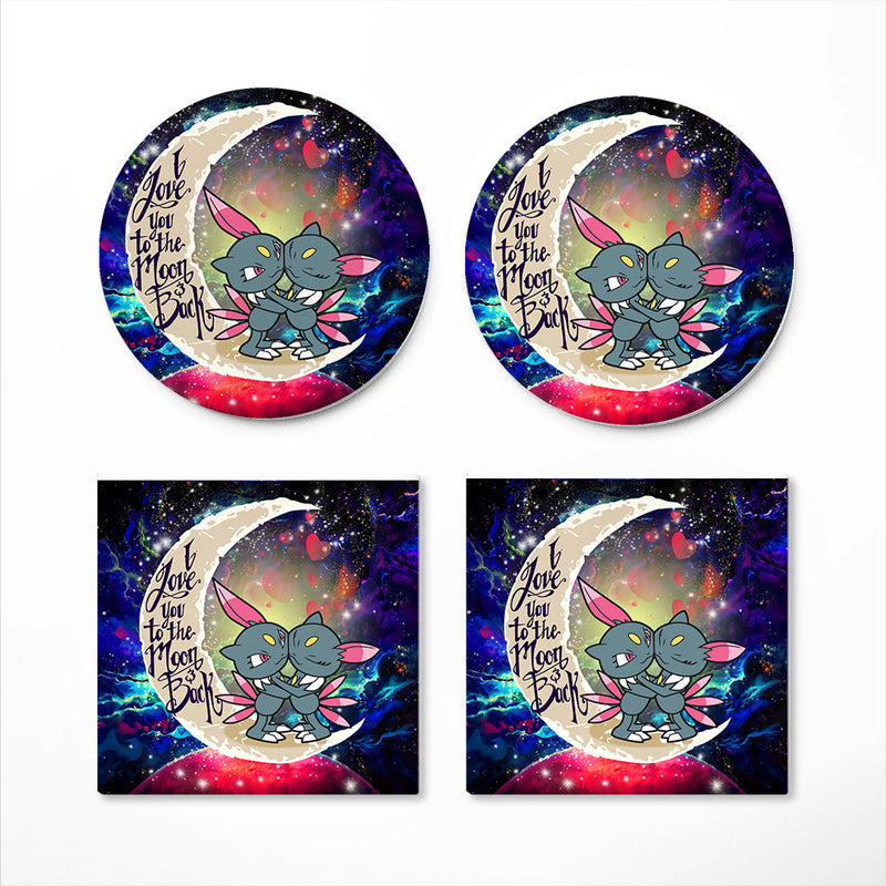 Pokemon Couple Love You To The Moon Galaxy Ceramic Decor Coaster - Gift Idea