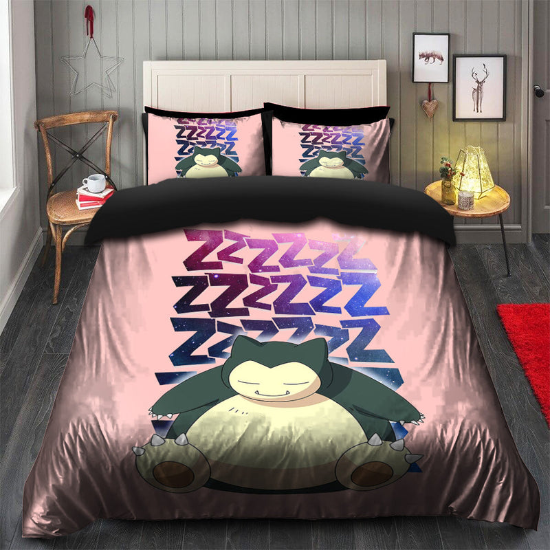 Pokemon Cute Snorlax Sleeping Bedding Set Duvet Cover And 2 Pillowcases Nearkii