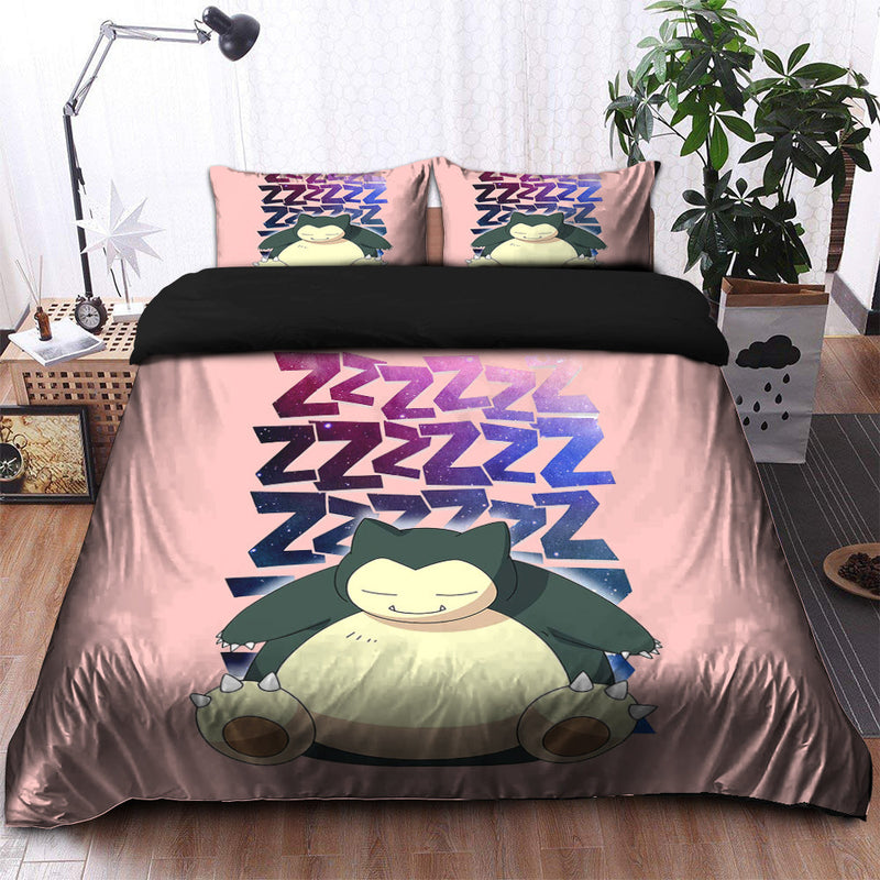 Pokemon Cute Snorlax Sleeping Bedding Set Duvet Cover And 2 Pillowcases Nearkii