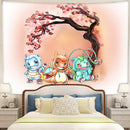 Pokemon Gen 1 Bulbasaur Charmander Squirtle Japan Style Blossom Tapestry