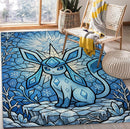 Pokemon Glaceon Stained Glass Rectangular Area Rug