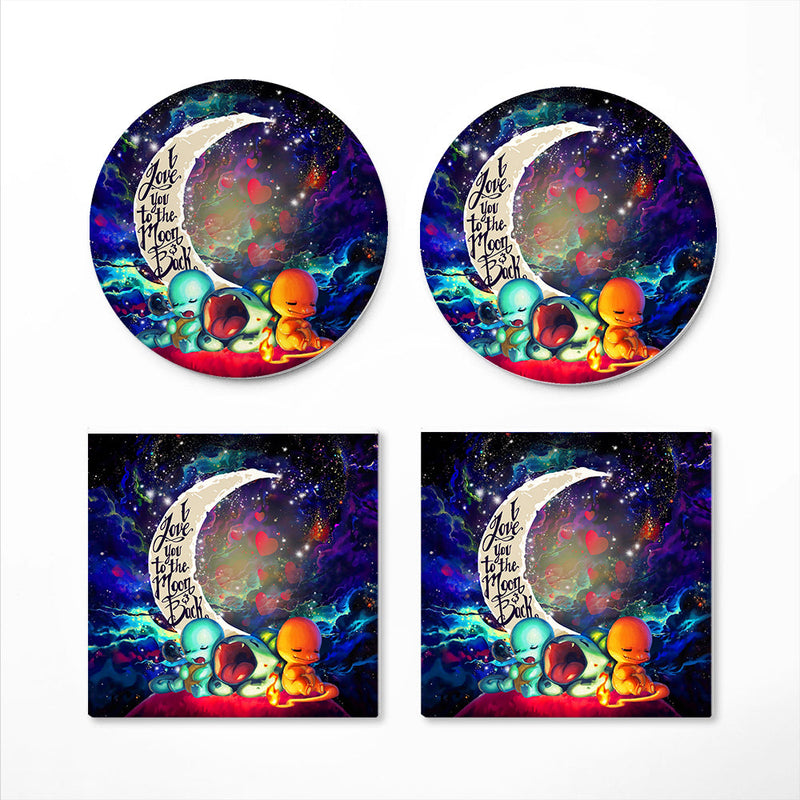 Pokemon Starter Cute Sleep Love You To The Moon Galaxy Ceramic Decor Coaster - Gift Idea