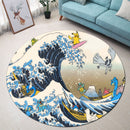 Pokemon The Great Wave Japan Round Rug
