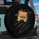 Peeking Pomeranian Dog Car Spare Tire Cover