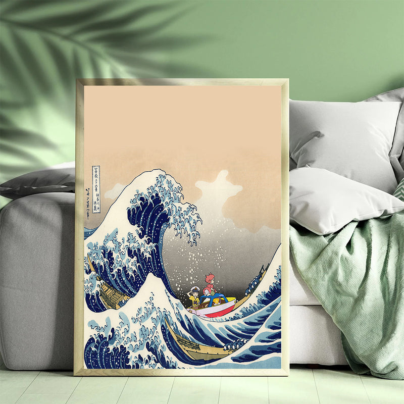 Ponyo On The Cliff By The Sea The Great Wave Japan - Living Room - Canvas Wall Art - Print - Wall Decor