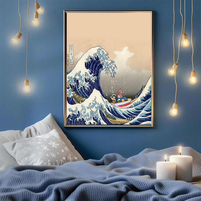 Ponyo On The Cliff By The Sea The Great Wave Japan - Living Room - Canvas Wall Art - Print - Wall Decor