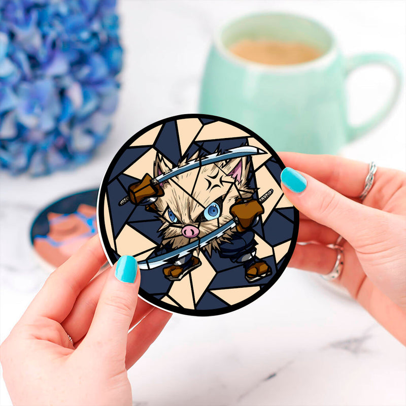 Primeape Inosuke Pokemon Stained Glass Decor Coaster - Gift Idea