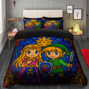 Princess Zelda And Link In The Legend Of Zelda Stained Glass Bedding Set