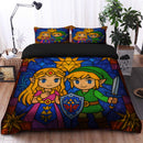 Princess Zelda And Link In The Legend Of Zelda Stained Glass Bedding Set