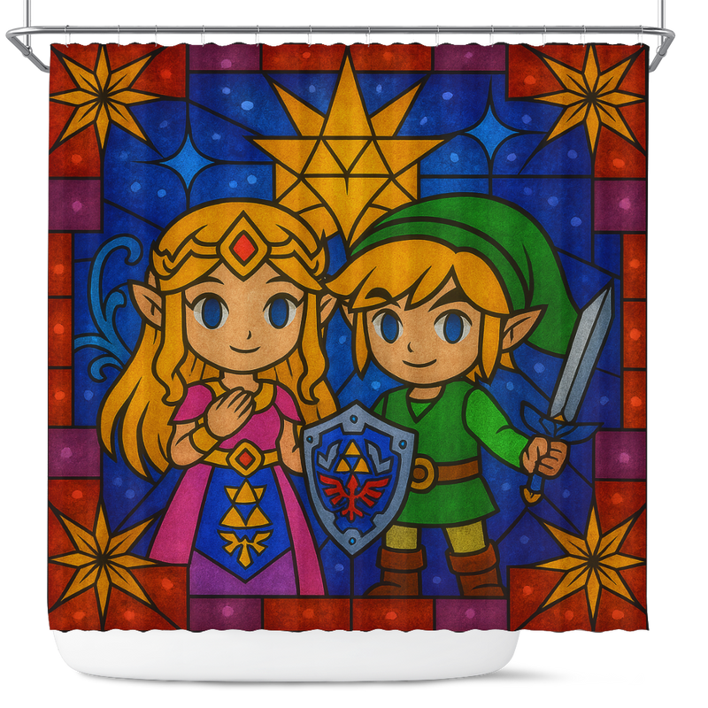 The Legend Of Zelda Stained Glass Shower Curtain