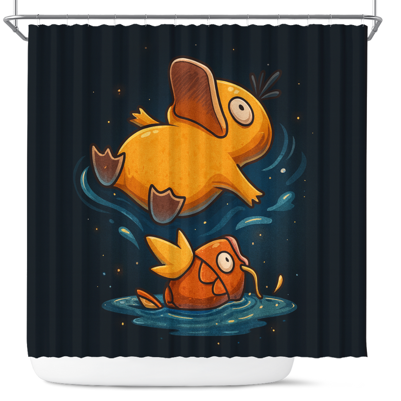 Psyduck And Magikarp Pokemon Shower Curtain