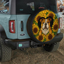 Pug Dog Sunflower Stained Glass Jeep Car Spare Tire Cover