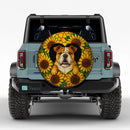 Pug Dog Sunflower Stained Glass Jeep Car Spare Tire Cover