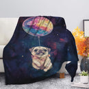 Pug Dog Watercolor Star Night Premium Blanket