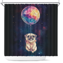 Pug Dog Watercolor Star Night Shower Curtain