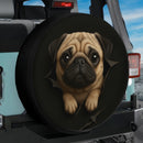 Pug Dog In A Torn Bag Jeep Car Spare Tire Cover