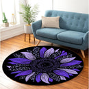 Purple Cheetah Sunflower Round Rug