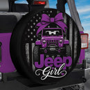 Purple Jeep Girl American Flag Car Spare Tire Cover