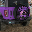 Purple Jeep Girl And Dog Hawaii Car Spare Tire Cover