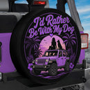 Purple Jeep Girl And Dog Hawaii Car Spare Tire Cover