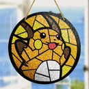 Raichu Pokemon Round Stained Glass Suncatcher