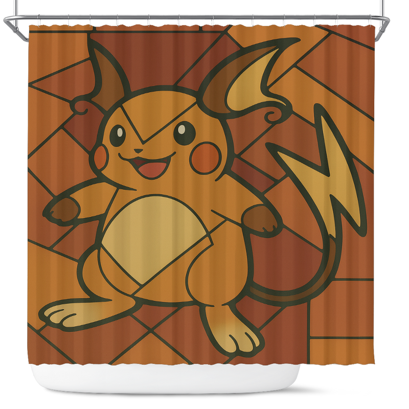 Raichu Pokemon Stanied Glass Shower Curtain