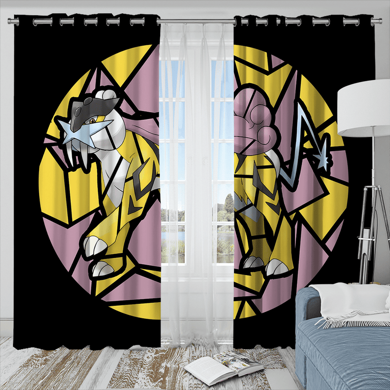 Raiku Pokemon Stained Glass Window Curtain