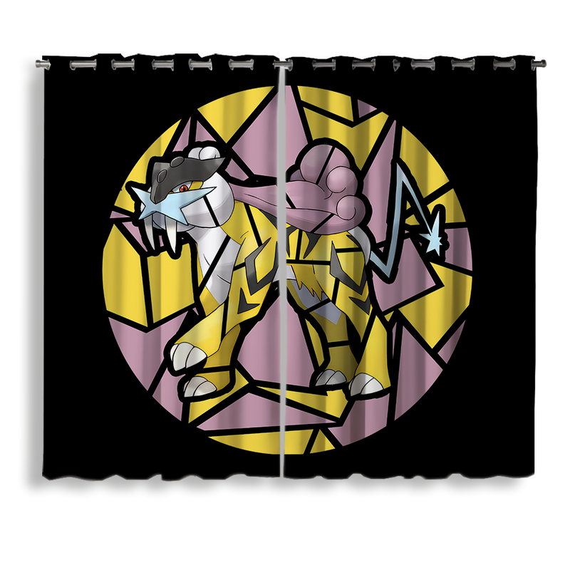 Raiku Pokemon Stained Glass Window Curtain