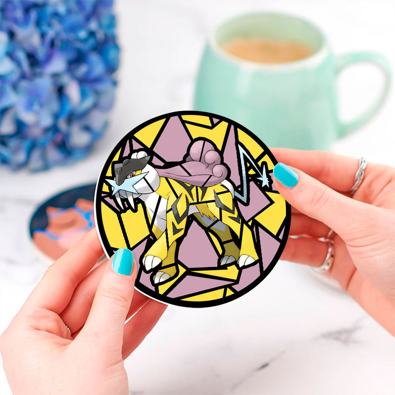 Raiku Pokemon Stained Glass Decor Coaster - Gift Idea