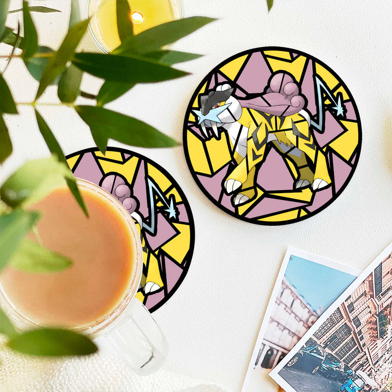 Raiku Pokemon Stained Glass Decor Coaster - Gift Idea