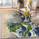 Rayquaza Vs Dyoxic Pokemon The Great Wave Rectangular Area Rug