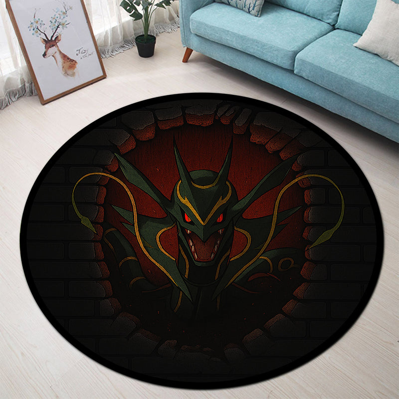 Rayquaza Pokemon Break Wall Round Rug