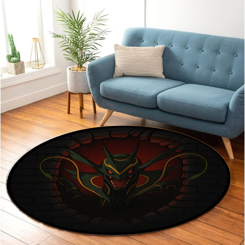 Rayquaza Pokemon Break Wall Round Rug
