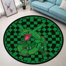 Rayquaza Green Checkered Pokemon Round Rug