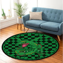 Rayquaza Green Checkered Pokemon Round Rug