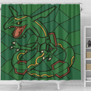 Rayquaza Pokemon Stained Glass Pokemon Shower Curtain