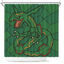 Rayquaza Pokemon Stained Glass Pokemon Shower Curtain