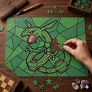 Rayquaza Pokemon Stained Glass Jigsaw Puzzle