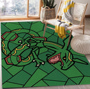Rayquaza Pokemon Stained Glass Rectangular Area Rug
