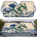 Rayquaza Pokemon The Great Wave Japan Custom Car Windshield Sunshades