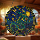 Mega Rayquaza Starry Night Pokemon Stained Glass Suncatcher
