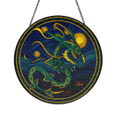 Mega Rayquaza Starry Night Pokemon Stained Glass Suncatcher